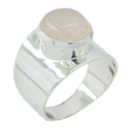 Rose Quartz Solitaire French 925 Sterling Silver Pink Gems Eye catching Armor Ring Jewelry