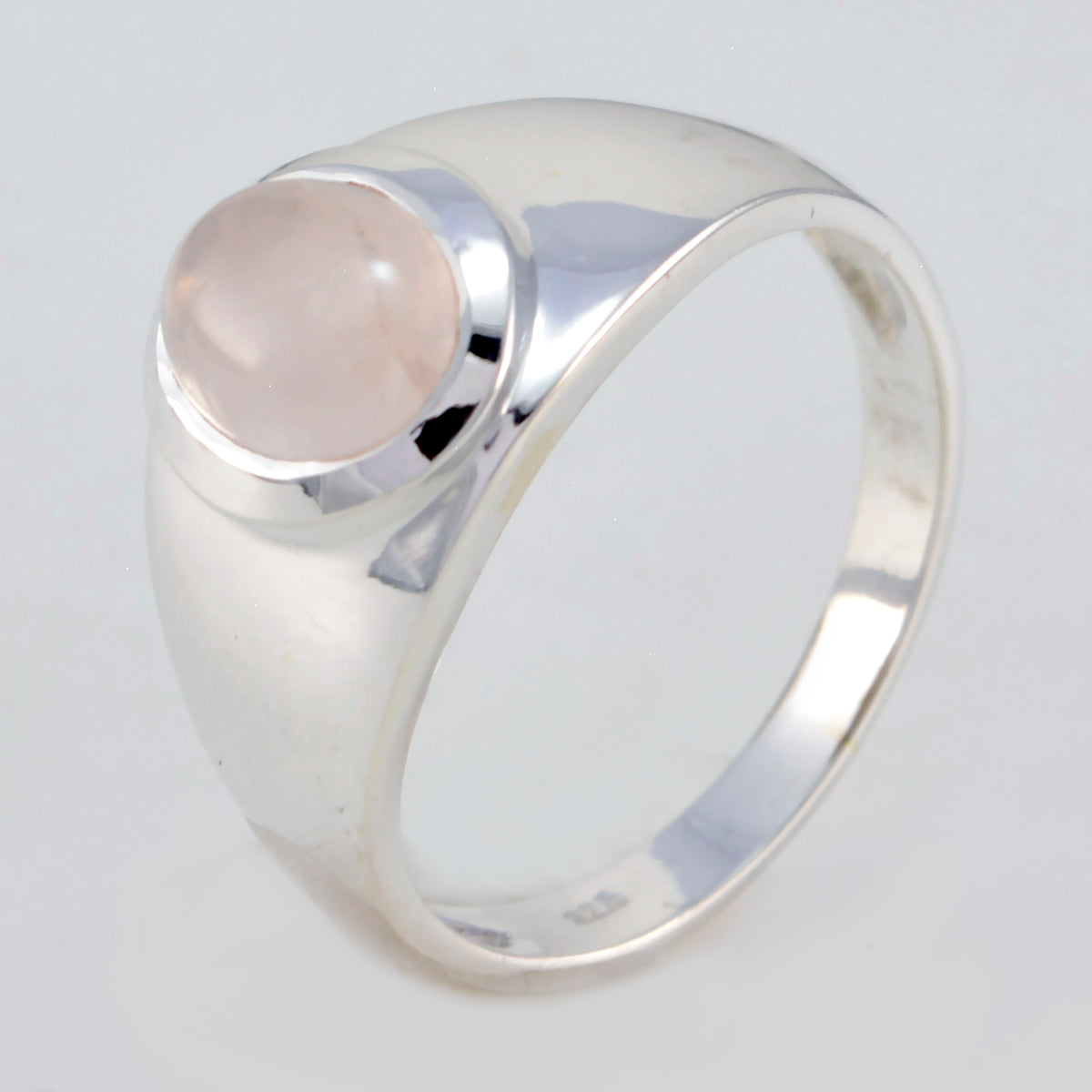 Rosenkvarts Solitaire Rysk 92.5 Silver Rosa Ädelstenar Minimalistisk Hantverksring Smycken Sekundär produktbild