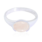 Rose Quartz Solitaire American 925 Silver Pink Gems Dainty Trendy Ring Jewellery