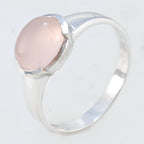 Rose Quartz Solitaire American 925 Silver Pink Gems Dainty Trendy Ring Jewellery