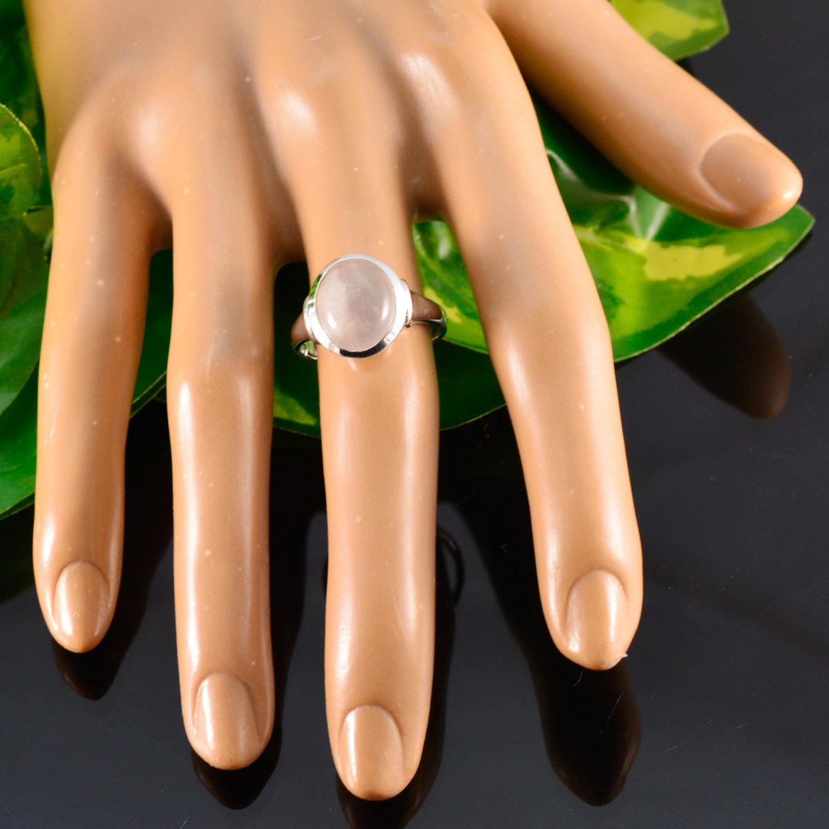 Rose Quartz Solitaire Egyptian 92.5 Silver Pink Gems Minimal Abstract Ring Jewelry