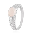 Rose Quartz Solitaire American Sterling Silver Pink Gemstones Whisper thin Abstract Ring Jewelry