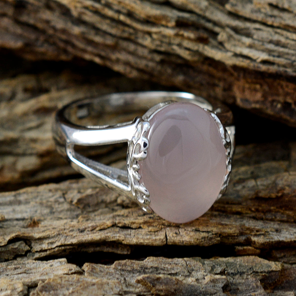 Rose Quartz Solitaire Indian 92.5 Silver Pink Gemstone Minimal Trendy Ring Jewelry