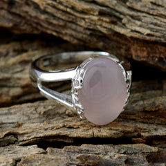 Rose Quartz Solitaire Indian 92.5 Silver Pink Gemstone Minimal Trendy Ring Jewelry