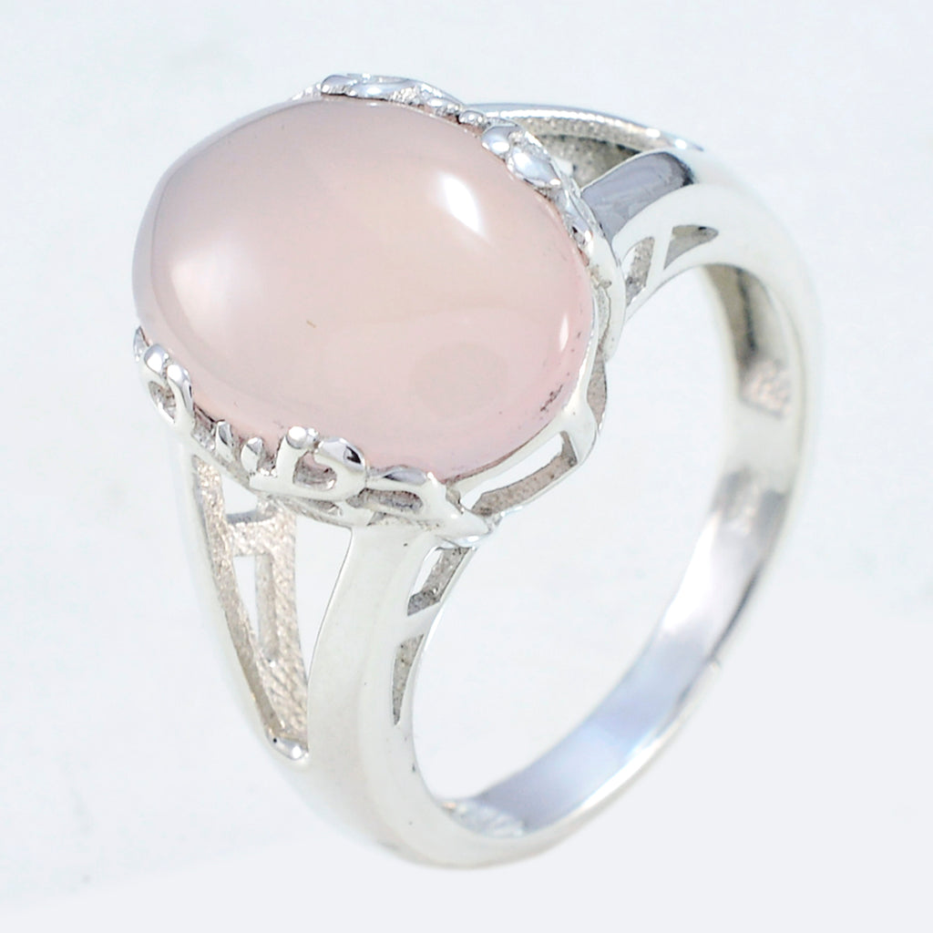 Rose Quartz Solitaire Indian 92.5 Silver Pink Gemstone Minimal Trendy Ring Jewelry