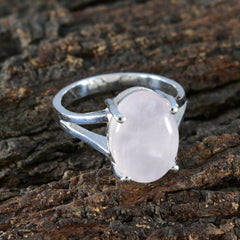 Rose Quartz Solitaire Egyptian Silver Pink Gemstone Slim Boho Ring Jewelry
