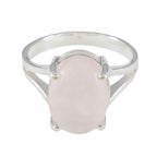 Rose Quartz Solitaire Egyptian Silver Pink Gemstone Slim Boho Ring Jewelry