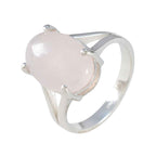 Rose Quartz Solitaire Egyptian Silver Pink Gemstone Slim Boho Ring Jewelry
