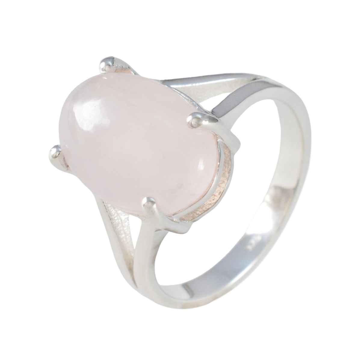 Rose Quartz Solitaire Egyptian Silver Pink Gemstone Slim Boho Ring Jewelry
