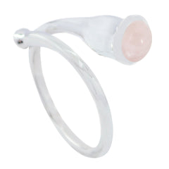 Rose Quartz Solitaire Moroccan Silver Pink Gems Mid weight Abstract Ring Jewelry