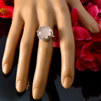 Rose Quartz Solitaire German 925 Silver Pink Gemstones Minimal Art Deco Ring Jewellery