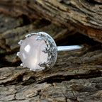 Rose Quartz Solitaire German 925 Silver Pink Gemstones Minimal Art Deco Ring Jewellery