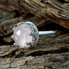 Rose Quartz Solitaire German 925 Silver Pink Gemstones Minimal Art Deco Ring Jewellery