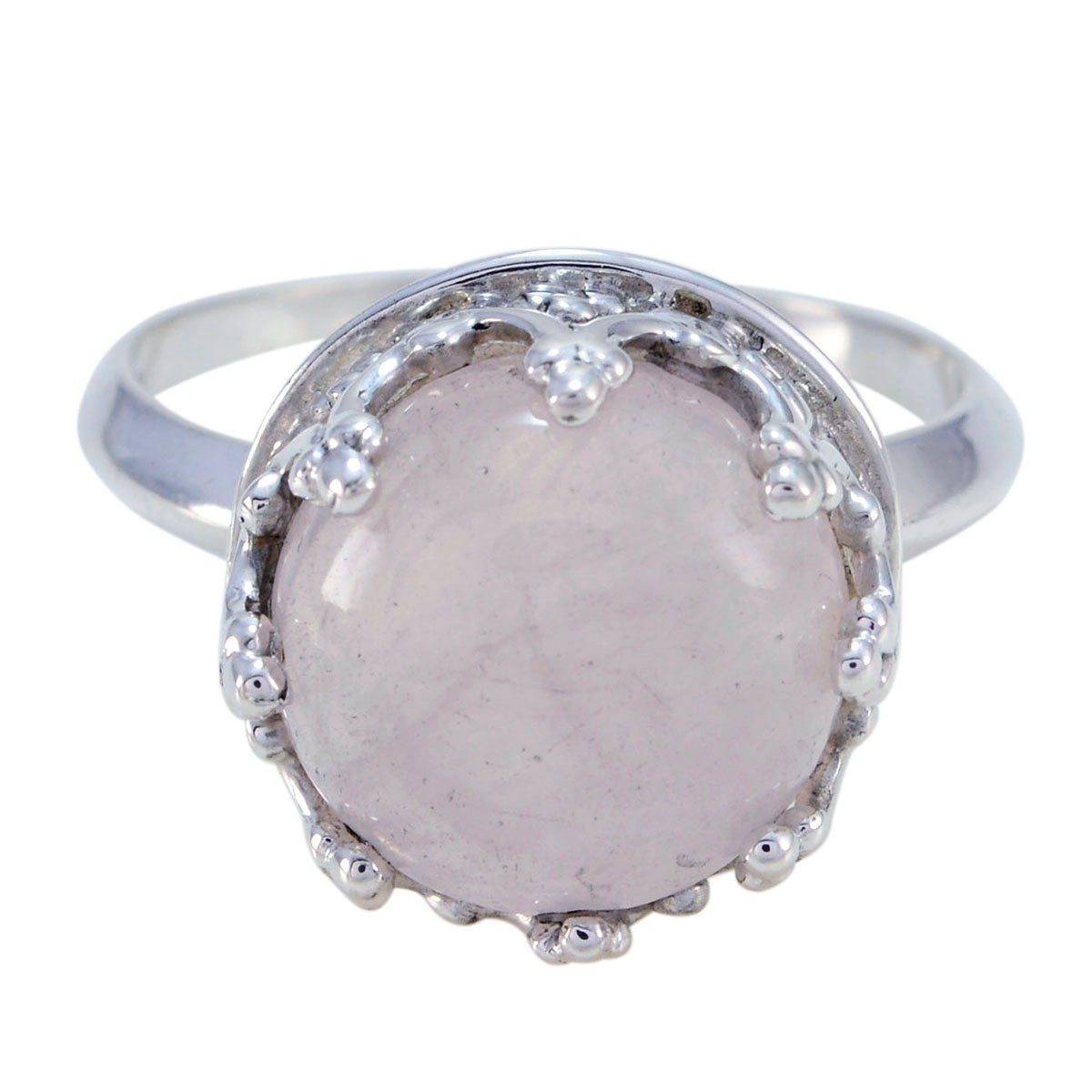 Rose Quartz Solitaire German 925 Silver Pink Gemstones Minimal Art Deco Ring Jewellery メイン画像