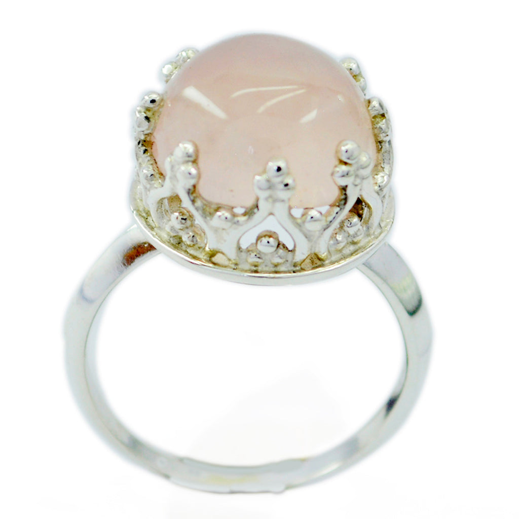 Rose Quartz Solitaire German 925 Silver Pink Gemstones Minimal Art Deco Ring Jewellery