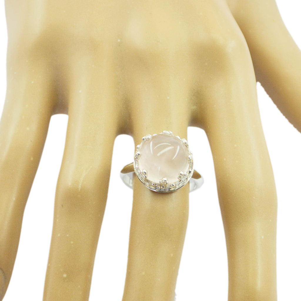 Rose Quartz Solitaire German 925 Silver Pink Gemstones Minimal Art Deco Ring Jewellery