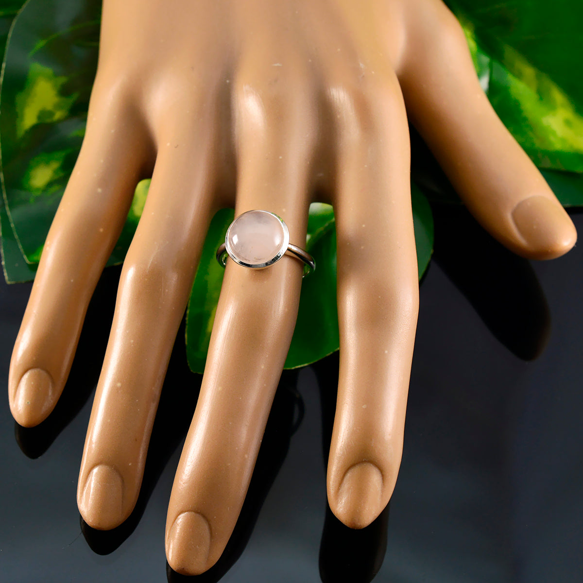 Rose Quartz Solitaire Moroccan 925 Silver Pink Gemstones Tiny Feminine Ring Jewelry