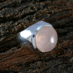 Rose Quartz Solitaire Italian Silver Pink Gemstone Chunky Signet Ring Jewelry