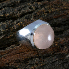 Rose Quartz Solitaire Italian Silver Pink Gemstone Chunky Signet Ring Jewelry