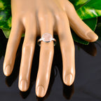 Rose Quartz Solitaire Egyptian Sterling Silver Pink Gems Slim Glamorous Ring Jewellery