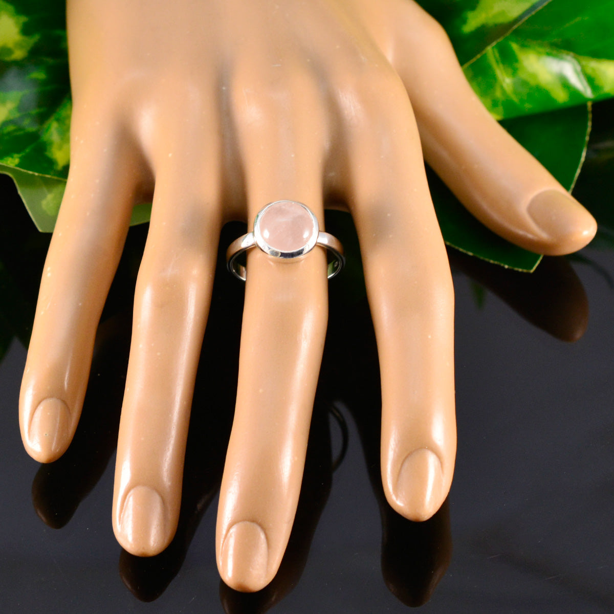 Rose Quartz Solitaire Egyptian Sterling Silver Pink Gems Slim Glamorous Ring Jewellery
