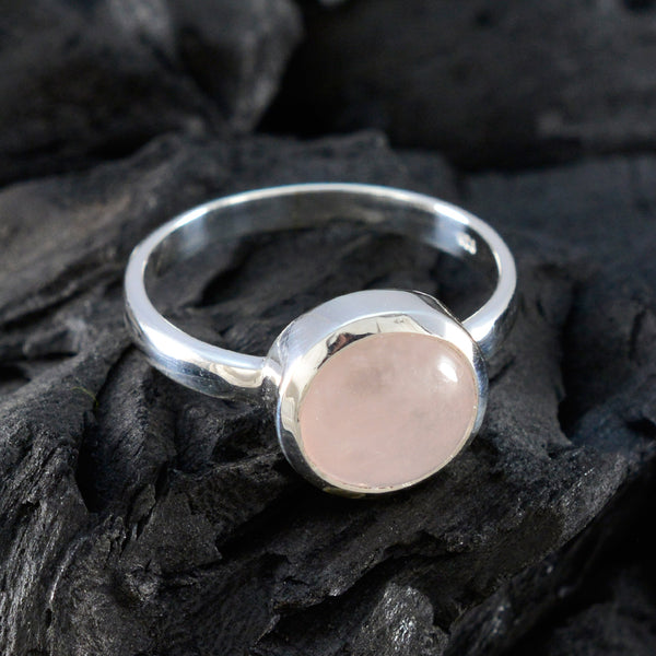 Rose Quartz Solitaire Egyptian Sterling Silver Pink Gems Slim Glamorous Ring Jewellery