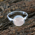 Rose Quartz Solitaire Egyptian Sterling Silver Pink Gems Slim Glamorous Ring Jewellery