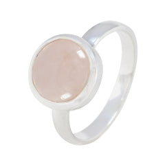 Rose Quartz Solitaire Egyptian Sterling Silver Pink Gems Slim Glamorous Ring Jewellery