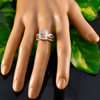 Rose Quartz Solitaire African Sterling Silver Pink Gemstone Classic Abstract Ring Jewelry