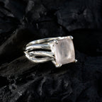 Rose Quartz Solitaire African Sterling Silver Pink Gemstone Classic Abstract Ring Jewelry