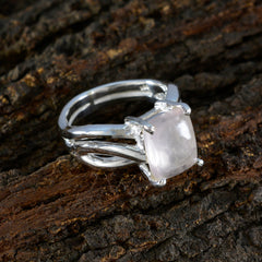 Rose Quartz Solitaire African Sterling Silver Pink Gemstone Classic Abstract Ring Jewelry