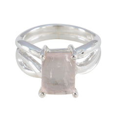 Rose Quartz Solitaire African Sterling Silver Pink Gemstone Classic Abstract Ring Jewelry