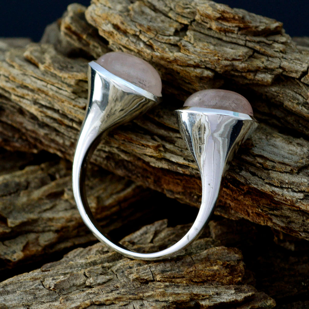 Rose Quartz Toi et Moi Moroccan 92.5 Silver Pink Gemstones Eye catching Trendy Ring Jewelry
