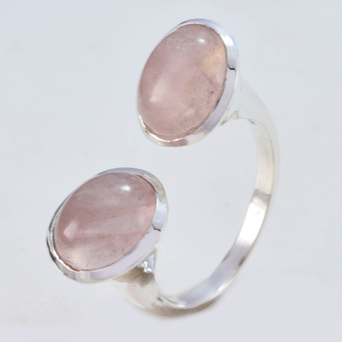 Rose Quartz Toi et Moi Moroccan 92.5 Silver Pink Gemstones Eye catching Trendy Ring Jewelry