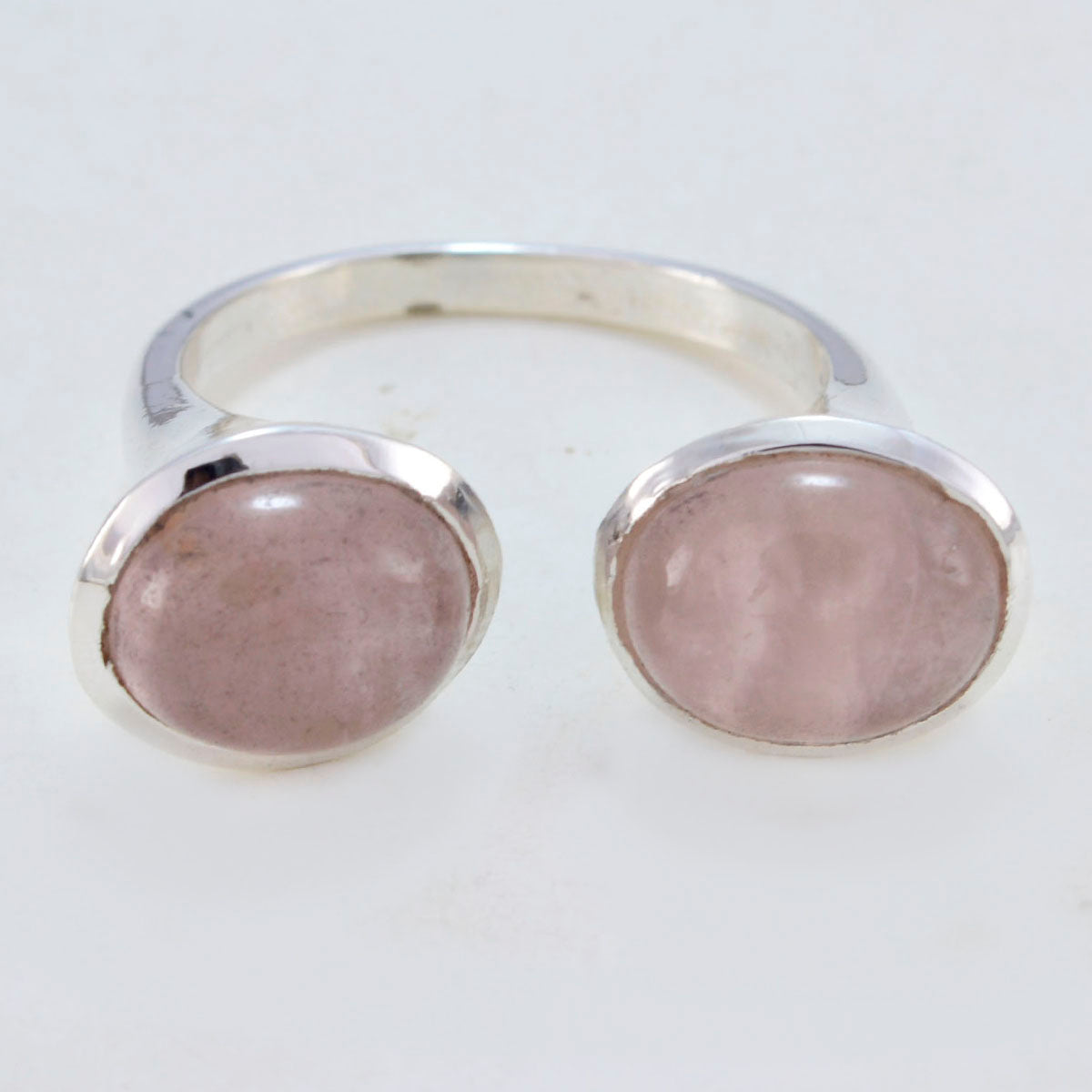 Rose Quartz Toi et Moi Moroccan 92.5 Silver Pink Gemstones Eye catching Trendy Ring Jewelry