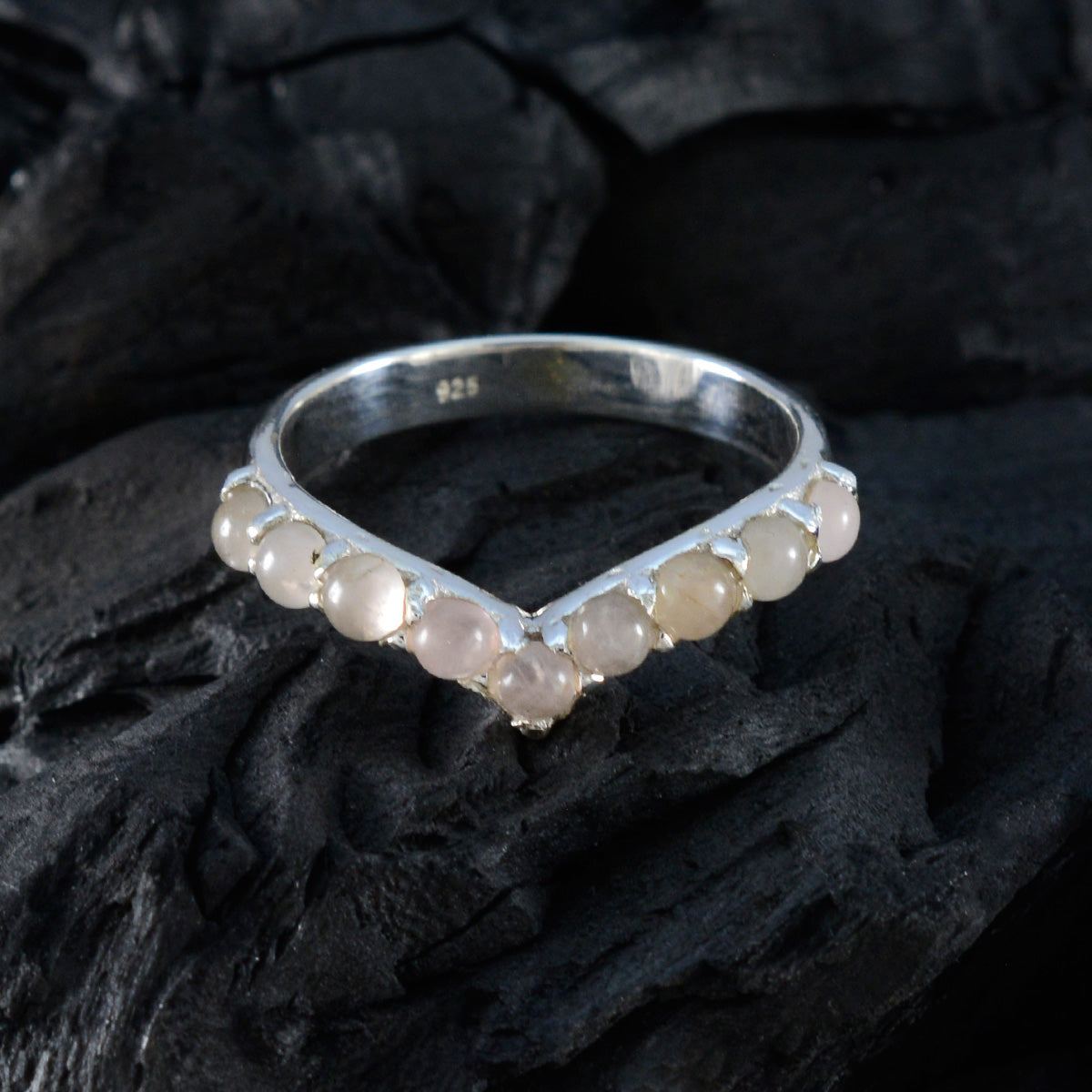 Rose Quartz multiple Japanese 925 Silver Pink Gemstones Dainty Fairytale Ring Jewelry