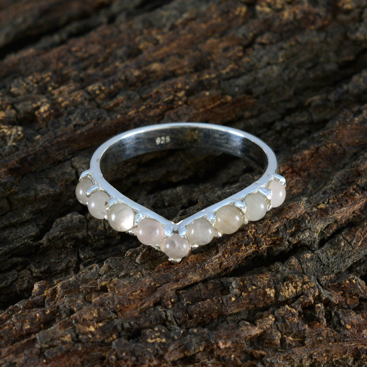 Rose Quartz multiple Japanese 925 Silver Pink Gemstones Dainty Fairytale Ring Jewelry