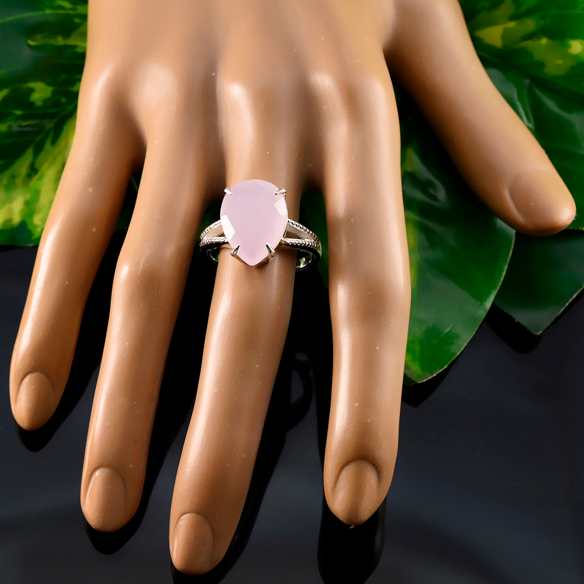 Rose Quartz Solitaire Russian Sterling Silver Pink Gems Eye catching Engagement Ring Jewelry