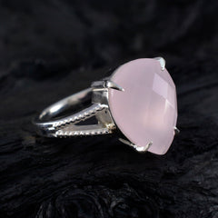 Rose Quartz Solitaire Russian Sterling Silver Pink Gems Eye catching Engagement Ring Jewelry
