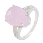 Rose Quartz Solitaire Russian Sterling Silver Pink Gems Eye catching Engagement Ring Jewelry
