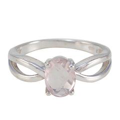 Rose Quartz Solitaire Korean 92.5 Silver Pink Gemstones Delicate Romantic Ring Jewellery