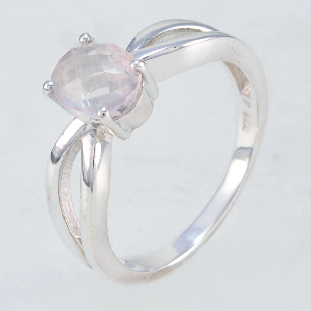 Rose Quartz Solitaire Korean 92.5 Silver Pink Gemstones Delicate Romantic Ring Jewellery