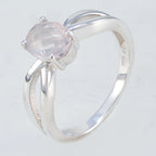 Rose Quartz Solitaire Korean 92.5 Silver Pink Gemstones Delicate Romantic Ring Jewellery