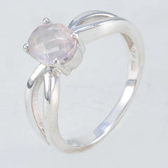 Rose Quartz Solitaire Korean 92.5 Silver Pink Gemstones Delicate Romantic Ring Jewellery