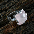 Rose Quartz Solitaire Italian Sterling Silver Pink Gemstone Chunky Armor Ring Jewelry