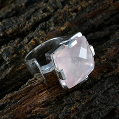 Rose Quartz Solitaire Italian Sterling Silver Pink Gemstone Chunky Armor Ring Jewelry