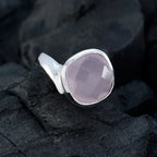 Rose Quartz Solitaire Russian 92.5 Silver Pink Gems Minimal Sophisticated Ring Jewellery