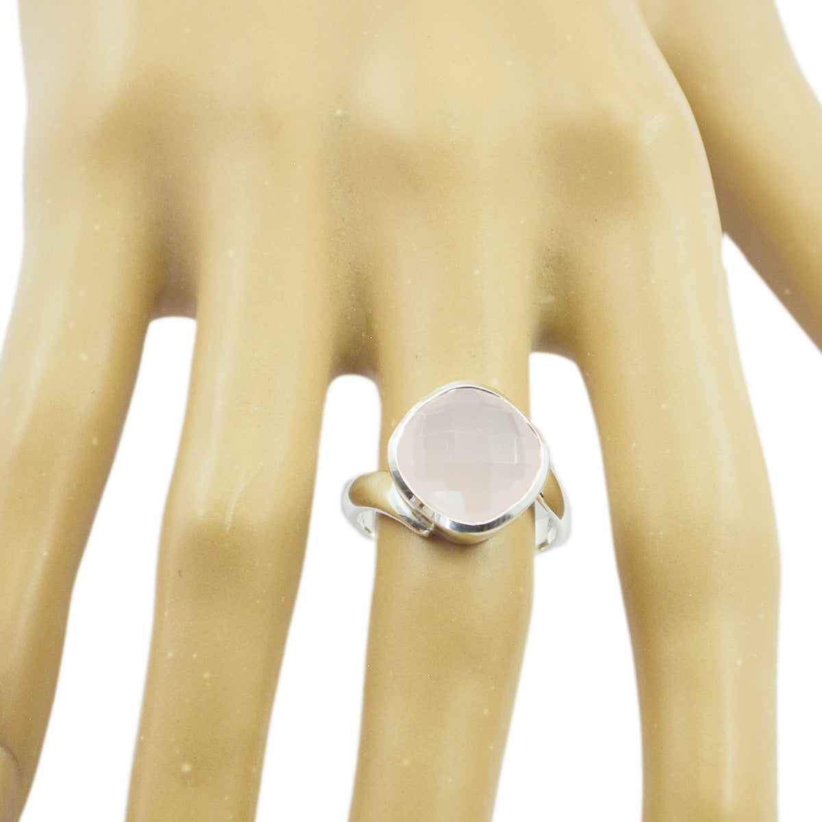 Rose Quartz Solitaire Russian 92.5 Silver Pink Gems Minimal Sophisticated Ring Jewellery