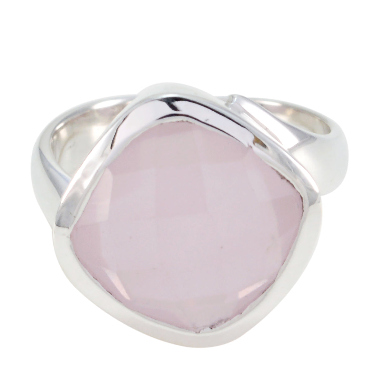 Rosenquarz Solitär Russisches 92,5 Silber Rosa Edelsteine Minimaler anspruchsvoller Ringschmuck