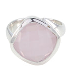 Rose Quartz Solitaire Russian 92.5 Silver Pink Gems Minimal Sophisticated Ring Jewellery
